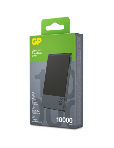 Powerbank GP M10B grijs 10.000 mAh 1x USB-A 1x USB-C poort