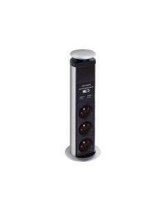 BLOC ESCAMOTABLE À 3 PRISES - 2 x USB - TERRE FRANÇAISE 2