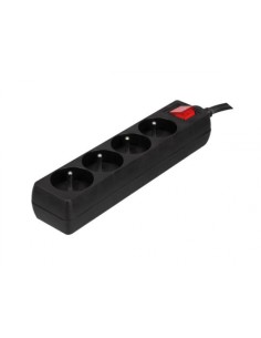 4-Voudige stekkerdoos zwart met schakelaar