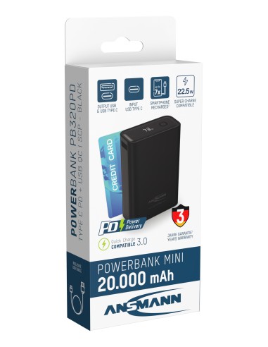 ANSMANN Powerbank 20000 MINI mAh PB222PD black