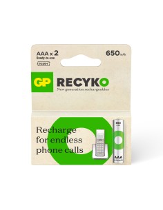 Blister 2 accus NiMH ReCyko plus AAA 650mAh GP