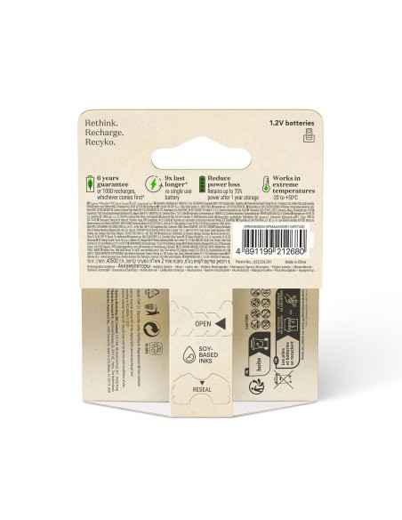 Blister 2 accus NiMH ReCyko plus AAA 650mAh GP