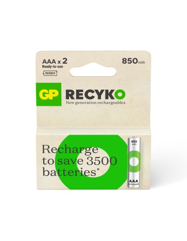 AAA pile Rechargeable GP NiMH 850 mAh ReCyko 1,2V 2 pièces