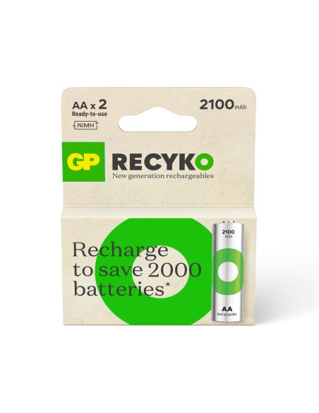 Blister 2 accus NiMH ReCyko plus AA 2000mAh GP