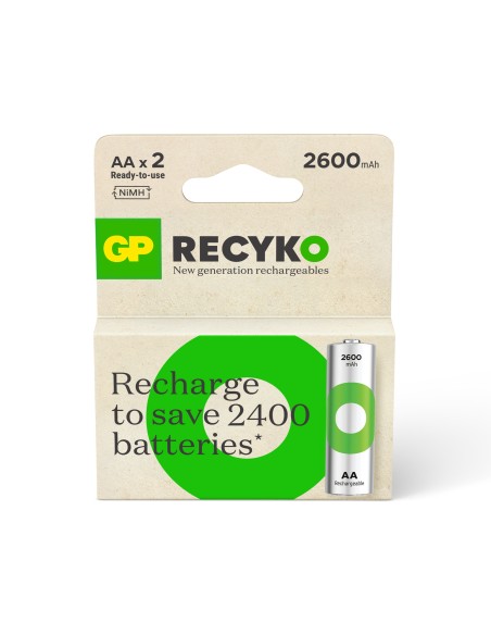 Blister 2 accus NiMH ReCyko plus AA 2600mAh GP