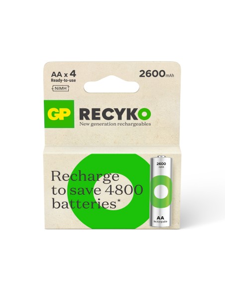 AA batterij Oplaadbaar GP NiMH 2600 mAh ReCyko 1,2V 4 stuks