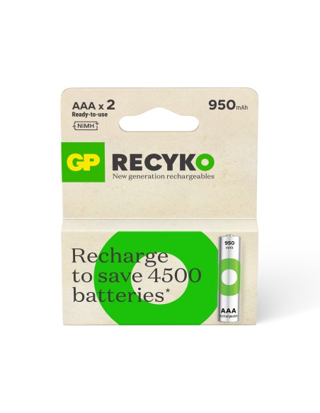 Blister 2 accus NiMH ReCyko plus AAA 950mAh GP
