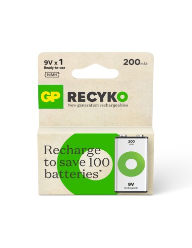 9V batterij Oplaadbaar GP NiMH 200 mAh ReCyko 8,4V 1 stuk