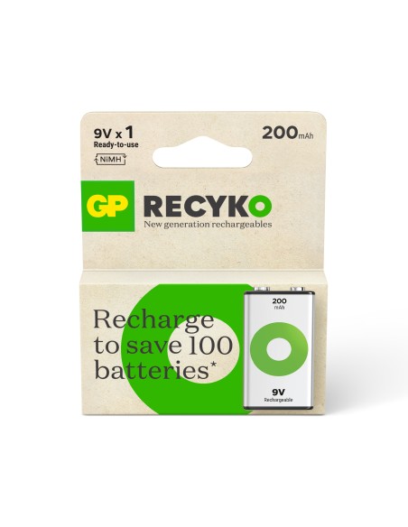 Blister 1 accu 9V NiMH ReCyko plus 8.4V 200mAh GP