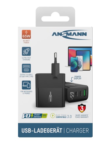 Home Charger with display HC365PD 65W ANSMANN
