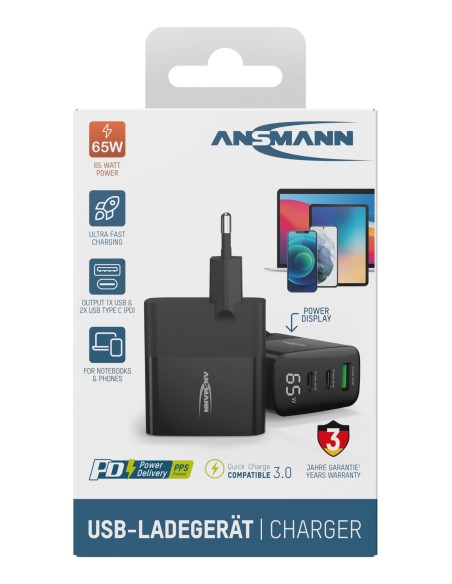 Home Charger with display HC365PD 65W ANSMANN