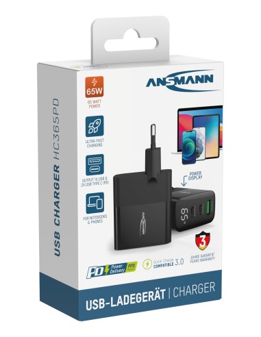 Home Charger with display HC365PD 65W ANSMANN