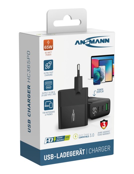 Home Charger with display HC365PD 65W ANSMANN