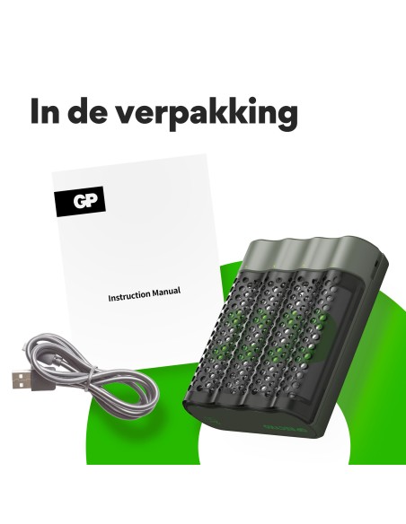 USB batterijlader GP M452 4 x ReCyko AA 2600 mAh