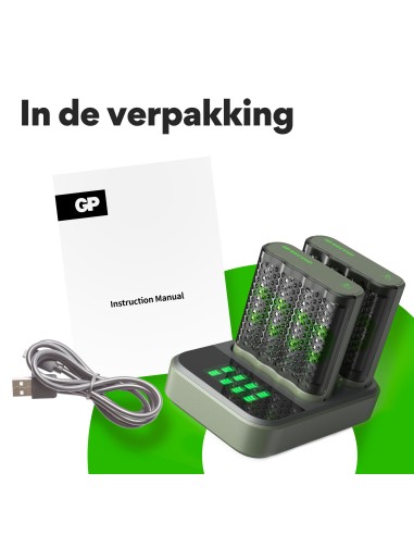 USB batterijlader/dockingst GP M452 8 xAA 2600 mAh