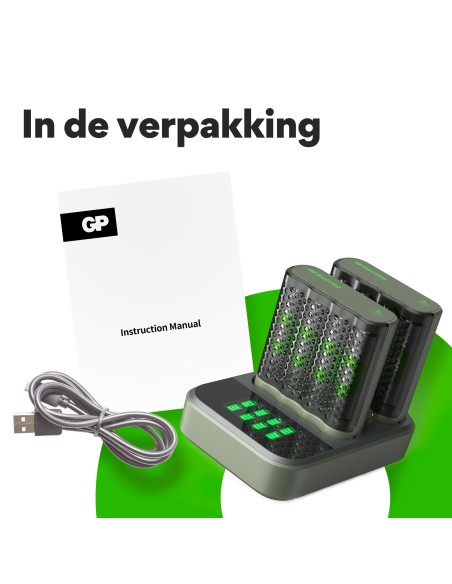 USB batterijlader/dockingst GP M452 8 xAA 2600 mAh