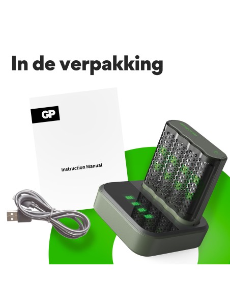 USB batterijlader/dockingst GP M452 4 xAA 2600 mAh