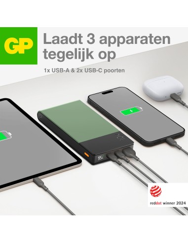 Powerbank GP M10C grijs 10.000 mAh 1x USB-A 2x...