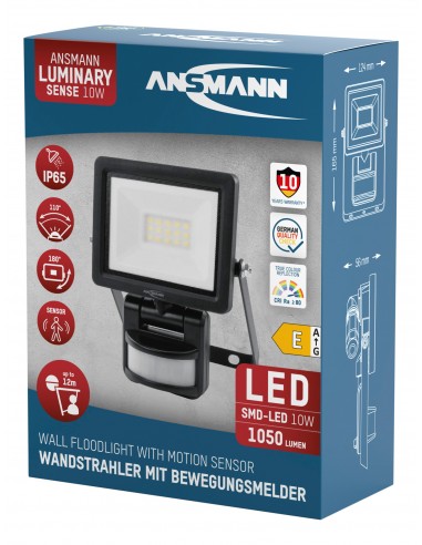 Spot mural LED L ANSMANN 10 W  avec détecteur...