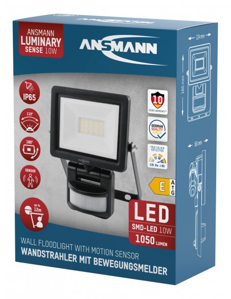 Spot mural LED L ANSMANN 10 W  avec détecteur de mouvement PIR