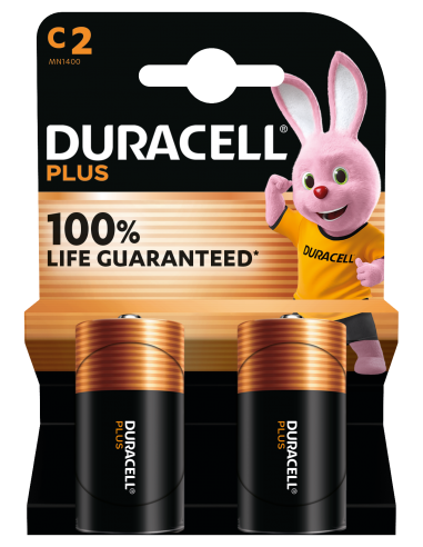 C batterij  DURACELL PLUS 100% Plus 1,5V 2 stuks