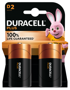 D batterij  DURACELL PLUS 100% Plus 1,5V 2 stuks