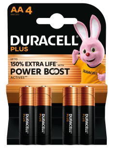 Blister 4 piles AA PLUS 100% DURACELL