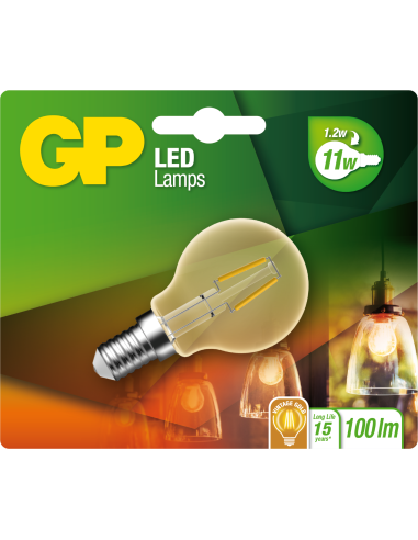 LED lamp GP 080589 E14 A45 Mini Globe Filament Gold 1,2W 1 stuk