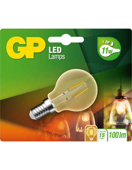 LED lamp GP 080589 E14 A45 Mini Globe Filament Gold 1,2W 1 stuk